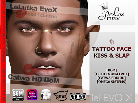 Second Life Marketplace - ♕ Lex Prime - Tattoo face kiss & slap Demo